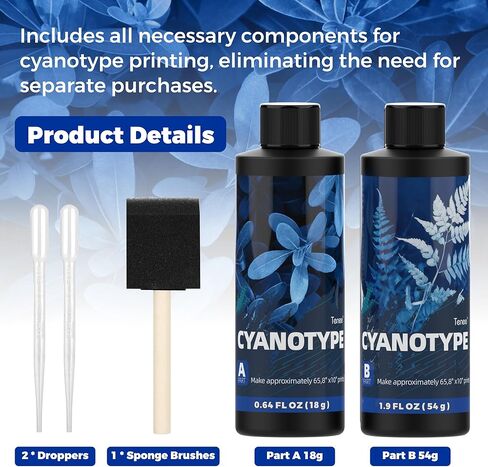Cyanotype Sensitizer Set, Complete Cyanotype Kit for Sun Printing, Cyanotype Chemicals Kit for Cyanotype Dye Projects on Fabric and Paper, Ideal Cyanotype Sensitizer Kit for Beginners and Artists in Saudi Arabia