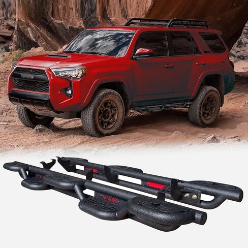 لوح تشغيل فولاذي لـ 2010-2024 Toyota 4Runner Trail Edition و2014-2024 4Runner SR5/TRD Pro Model (بدون تنانير جانبية) شريط Nerf/خطوات جانبية (نسيج أسود) in Kuwait