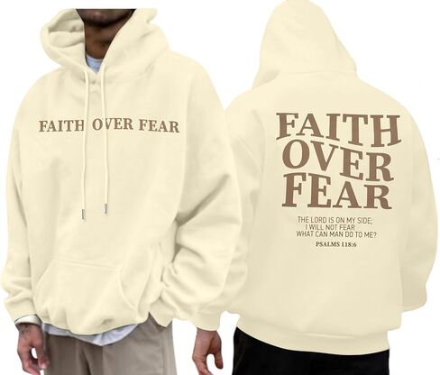 BANGELY Faith Over Fear Hoodie Men Christian Hoodies Sweatshirts Jesus Hoodie Bible Religious Sayings Sweater Pullover Tops in Saudi Arabia