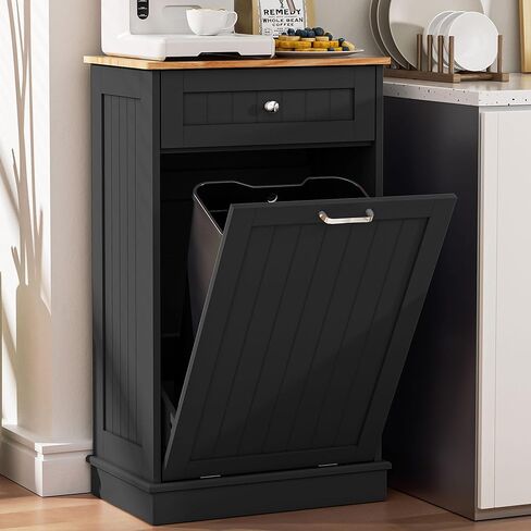 Spurgehom 13 جالون إمالة خارج سلة المهملات خزانة مخفية المطبخ سلة المهملات يمكن قائمة بذاتها خزانة إعادة تدوير القمامة مع درج مخبأ الحيوانات الأليفة دليل سلة المهملات حامل لغرفة المعيشة المطبخ، أبيض in Kuwait
