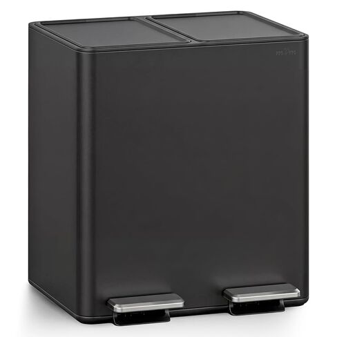 mVm 12 Gal 3 Compartment Trash Can, Triple Step Trash Can with Lid, Modern Kitchen Office Garbage Can（Gray） in Saudi Arabia