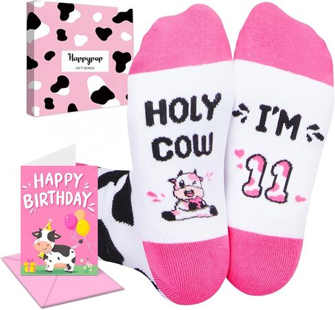 HAPPYPOP 11th Birthday Gifts for Girls - Socks for Kids Age 11, Gift Ideas for 11 Year Old Tween Boys, Presents for 11 Year Olds, Birthday Gift Box with Greeting Card in Saudi Arabia