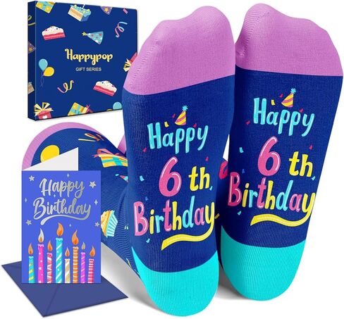أفكار هدايا عيد الميلاد السادس من HAPPYPOP للفتيات - جوارب للأطفال بعمر 6 سنوات، هدايا للأطفال بعمر 6 سنوات، هدايا بعمر ست سنوات للفتيات والأولاد، صندوق هدايا عيد ميلاد مع بطاقة تهنئة in Saudi Arabia
