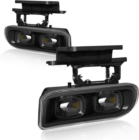 مصابيح ضباب LED مع ضوء الجري النهاري (DRL أبيض، إشارة انعطاف كهرمانية) لسيارة Chevy Silverado 2003-2006 جميع الموديلات، Avalanche 2002-2006، مصابيح ضباب لقيادة الشاحنة الصغيرة، عدسات شفافة، زوج واحد in Saudi Arabia