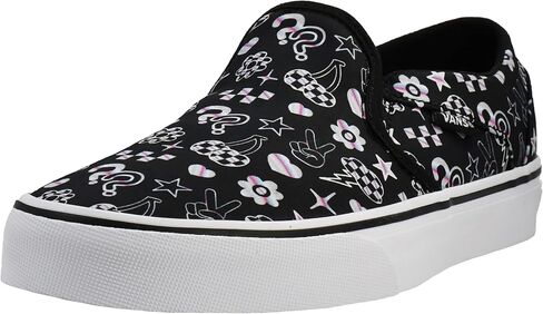 حذاء Asher سهل الارتداء للنساء من Vans | حذاء رياضي مريح للمشي، للأزياء والارتداء اليومي، أسود زهري داكن، 6.5 in Kuwait