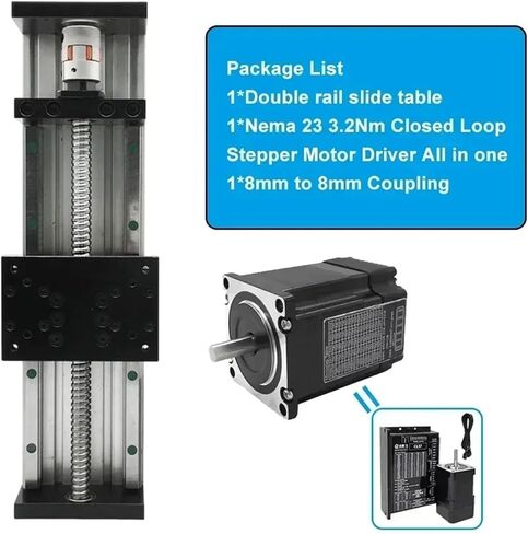 HHBL8I Motorized Sliding Table 120 Wide Ball Screw Linear Guide Rail Stage 80kg Load XYZ Axis CNC Manual Motion Stage 2*HGH15CA Slider(2Nm All in one Kit,250mm Stroke SFU1605) in Saudi Arabia