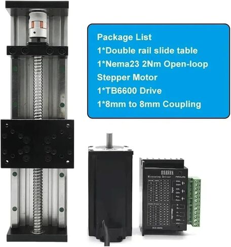 HHBL8I Motorized Sliding Table 120 Wide Ball Screw Linear Guide Rail Stage 80kg Load XYZ Axis CNC Manual Motion Stage 2*HGH15CA Slider(2Nm All in one Kit,250mm Stroke SFU1605) in Saudi Arabia