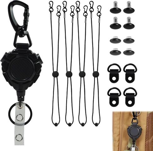 2 Pcs CB Mic Holder Retractable Set, Heavy Duty Microphone Mount, 8 D-Rings and Adjustable Lanyards, Suitable for Truck Drivers and CB Radio Accessories in Saudi Arabia