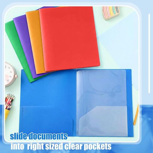 Colarr 6 Pcs 6 Pocket Folders 11x10 Inch, Heavy Duty Plastic Multi Pocket File Folder Letter Size Paper Document Project Organizer for Office Home Business Meeting (Pastel Colors) in Saudi Arabia