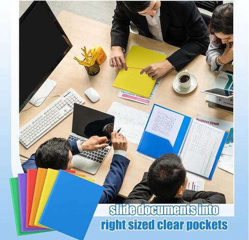 Colarr 6 Pcs 6 Pocket Folders 11x10 Inch, Heavy Duty Plastic Multi Pocket File Folder Letter Size Paper Document Project Organizer for Office Home Business Meeting (Pastel Colors) in Saudi Arabia