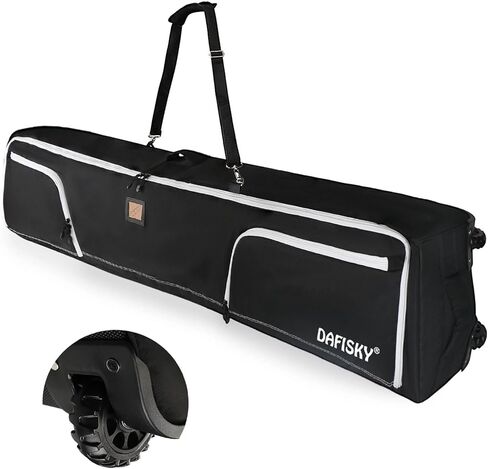DAFISKY Ski Bags for Air Travel - Ski Bag with Wheels Fit Single Snowboard or Double Skis up to 175 or 190 cm All-Round Padded Protection for Boots, Helmet, Ski Gear in Saudi Arabia