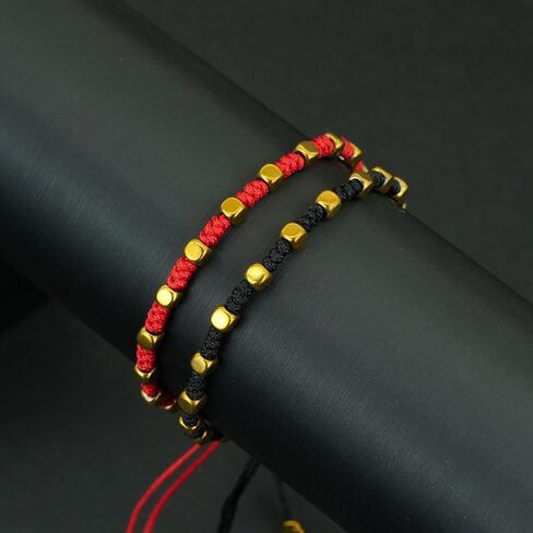 Handmade Braided Knot Red Black Rope Bracelet Charms Square Gold Color Braclet For Women Men Lover Forever Lucky Jewelry in Saudi Arabia
