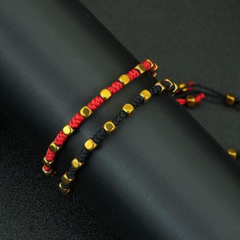 Handmade Braided Knot Red Black Rope Bracelet Charms Square Gold Color Braclet For Women Men Lover Forever Lucky Jewelry in Saudi Arabia