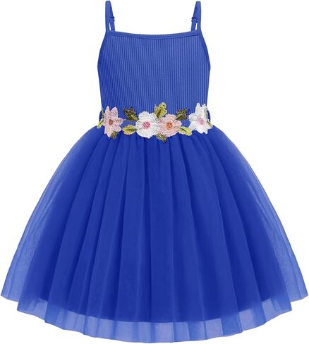 Arshiner Toddler Tulle Dress Summer Spaghetti Strap Party Tutu Flower Girl Dresses with Belt 3-8Y in Kuwait