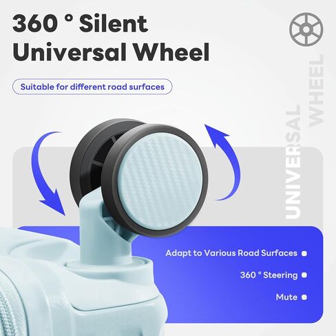Carry-on with Cup Holder & USB Port Carry on Luggage Durable Luggage Suitcase Lightweight Hardside Luggage with TSA lock & Phone Holder 360° double spinner Wheels (Blue=(20+24)lnch, (20+24)lnch) in Saudi Arabia