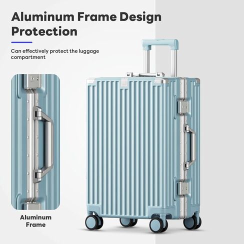 Carry-on with Cup Holder & USB Port Carry on Luggage Durable Luggage Suitcase Lightweight Hardside Luggage with TSA lock & Phone Holder 360° double spinner Wheels (Blue=(20+24)lnch, (20+24)lnch) in Saudi Arabia