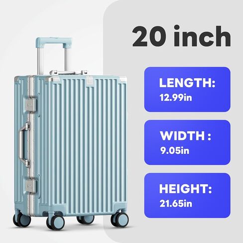 Carry-on with Cup Holder & USB Port Carry on Luggage Durable Luggage Suitcase Lightweight Hardside Luggage with TSA lock & Phone Holder 360° double spinner Wheels (Blue=(20+24)lnch, (20+24)lnch) in Saudi Arabia