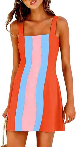 Ailoqing 2026 فستان نسائي صيفي صغير كتلة اللون فساتين شاطئ غير رسمية ملابس تغطي المهنة in Kuwait