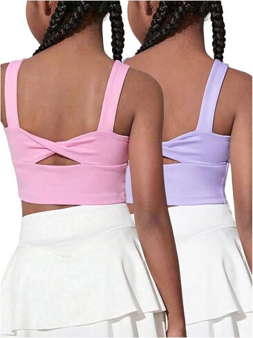 WDIRARA Girl's 2 Pack Tank Top Scoop Neck Sleeveless Undershirt Basic Tops in Saudi Arabia