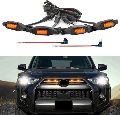مصابيح LED للشواية 4 قطع من Seven Sparta متوافقة مع Toyota 4Runner 2014-2024 TRD Pro Grille و2014-2019 SR5، Premium، Limited، TRD للطرق الوعرة، متضمنة الصمامات والتعليمات (العنبر) in Saudi Arabia