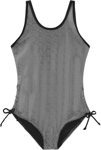 ملابس سباحة Lovekider من قطعة واحدة للفتيات من سن 6 إلى 12 سنة بلون ذهبي معدني لامع وأشرطة قابلة للتعديل برباط للسباحة in Kuwait