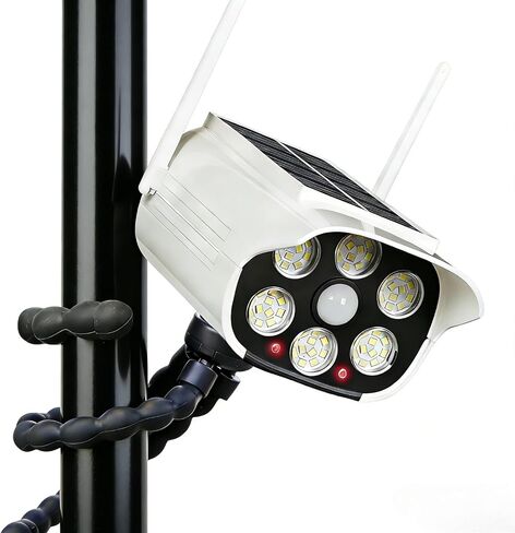 Solar Powered Fake Dummy Camera, Simulated Surveillance Dome Cameras with Motion Sensor, IP66 Waterproof Outdoor Security Light for Porh Fence Garages Warehouses (Octopus Tripod/6000K) in Saudi Arabia