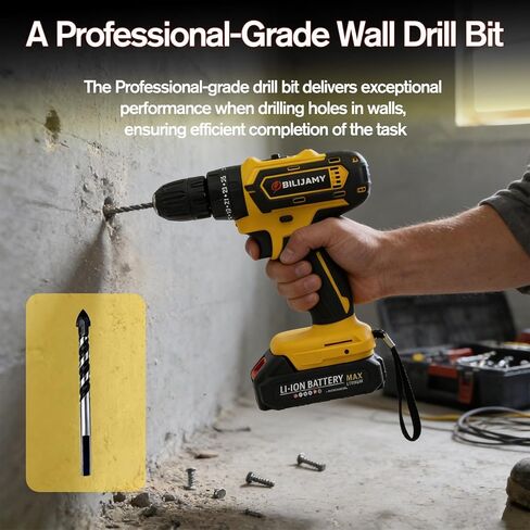 Cordless Drill Driver，Electric Power Drill Set with Battery & Charger, 3/8" Keyless Chuck, 2 Variable Speeds, 25+3 Torque Options Setting and LED Light for Home Craftsmen DIY (XH-djy-005-2B) in Saudi Arabia