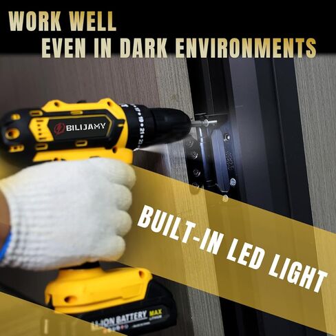 Cordless Drill Driver，Electric Power Drill Set with Battery & Charger, 3/8" Keyless Chuck, 2 Variable Speeds, 25+3 Torque Options Setting and LED Light for Home Craftsmen DIY (XH-djy-005-2B) in Saudi Arabia
