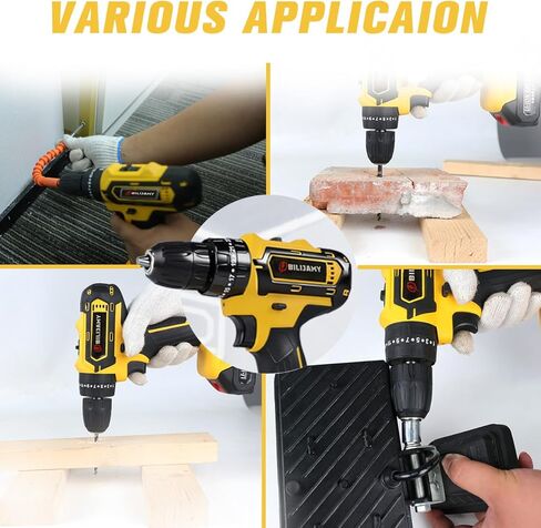Cordless Drill Driver，Electric Power Drill Set with Battery & Charger, 3/8" Keyless Chuck, 2 Variable Speeds, 25+3 Torque Options Setting and LED Light for Home Craftsmen DIY (XH-djy-005-2B) in Saudi Arabia