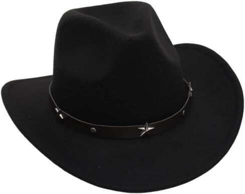 4 قطعة قبعة رعاة البقر الغربية الكلاسيكية الرجال ورأى واسعة حافة راعية البقر القبعات النساء حزام مشبك بنما ورأى فيدورا in Kuwait