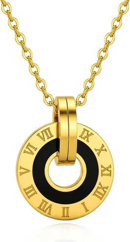 18K Gold Platde Chain For Women Necklace,Double Circle Pendant Necklace,Gifts for Women in Saudi Arabia