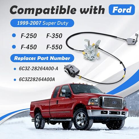 مزلاج قفل الباب الخلفي وكابل جانب السائق الأيسر متوافق مع 1999-2007 Ford F250 F350 F450 F550 Super Duty المزالج العلوية والسفلية تحل محل مجموعة المزالج # 6C3Z-28264A01-A 6C3Z28264A01A in Kuwait
