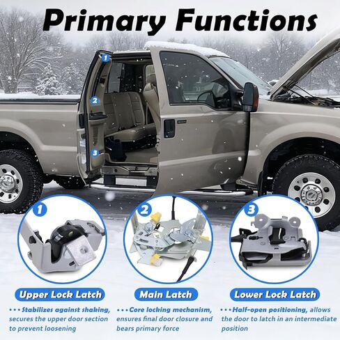 مزلاج قفل الباب الخلفي وكابل جانب السائق الأيسر متوافق مع 1999-2007 Ford F250 F350 F450 F550 Super Duty المزالج العلوية والسفلية تحل محل مجموعة المزالج # 6C3Z-28264A01-A 6C3Z28264A01A in Kuwait