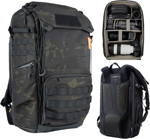 حقيبة ظهر للكاميرا التكتيكية PGYTECH OneMo TAC 25L، حقيبة كاميرا تصوير فوتوغرافي مقاومة للماء DSLR/SLR/بدون مرآة مع حقيبة كمبيوتر محمول 15.6 بوصة، حامل ثلاثي القوائم وغطاء للمطر (كامو ليلي داكن) in Kuwait
