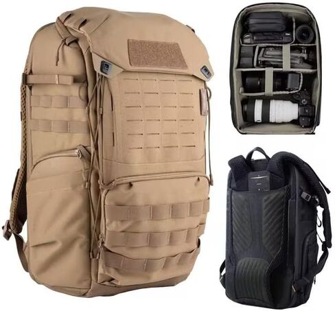 حقيبة ظهر للكاميرا التكتيكية PGYTECH OneMo TAC 25L، حقيبة كاميرا تصوير فوتوغرافي مقاومة للماء DSLR/SLR/بدون مرآة مع حقيبة كمبيوتر محمول 15.6 بوصة، حامل ثلاثي القوائم وغطاء للمطر (كامو ليلي داكن) in Kuwait