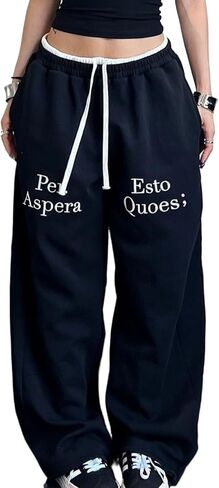 Womens Sweatpants Y2K Comfy Flare Yoga Pants Bootcut Leggings Drawstring Low Rise Wide Leg Pants Lounge Streetwear in Saudi Arabia