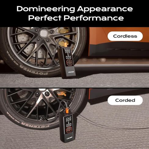Tire Inflator Portable Air Compressor Air Pump for Car Tires Cordless Electric 180PS for Car, Motorcycle, Bike, Ball, with Tire Gauge Pressure-Black in Saudi Arabia