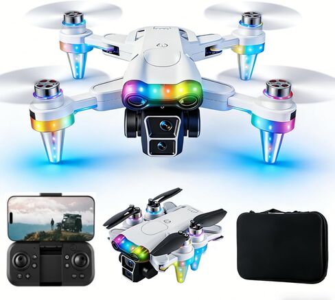 طائرات بدون طيار للأطفال 8-12 مع كاميرا 4K HD - طائرة بدون طيار مع كاميرا للأطفال والمبتدئين، طائرة بدون طيار صغيرة للأطفال مع أضواء LED فاخرة، شاشة FPV مدمجة 2.4 بوصة، بطاريات مزدوجة، هدية لعبة داخلية وخارجية in Kuwait