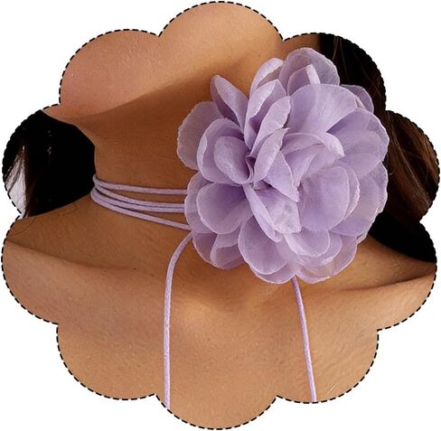 Flower Necklace for Women Big Rose Flower Choker Floral Necklace Wedding Bride Jewelry in Saudi Arabia