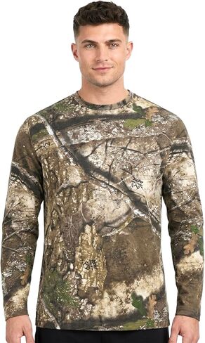 Realtree and Mossy Camo Crewneck Long Sleeve Tee Unisex Adult Cotton Hunting Shirts in Saudi Arabia