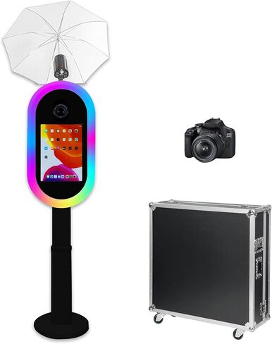 Portable Photo Booth Compatible with iPad 10.2in — 13in, Supports Multiple Camera Models, Free Lifting, 2-in-1 iPad Photo Booth Stand with Flight Case for Parties, Events (Black, Machine + Full Set) in Saudi Arabia