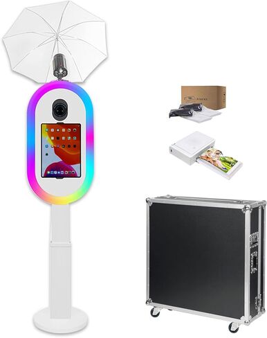 Portable Photo Booth Compatible with iPad 10.2in — 13in, Supports Multiple Camera Models, Free Lifting, 2-in-1 iPad Photo Booth Stand with Flight Case for Parties, Events (Black, Machine + Full Set) in Saudi Arabia