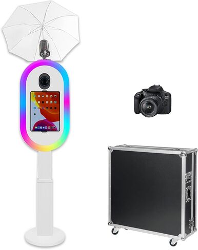 Portable Photo Booth Compatible with iPad 10.2in — 13in, Supports Multiple Camera Models, Free Lifting, 2-in-1 iPad Photo Booth Stand with Flight Case for Parties, Events (Black, Machine + Full Set) in Saudi Arabia