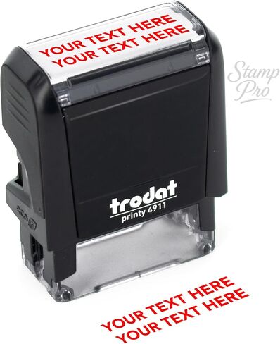 Stamp Pro Self Inking 2 Line Custom Stamp – Personalized Name or Text Stamp for Home, School, Crafts & Business Use – Choose Size, Font Style & Ink Color (Small) in Kuwait