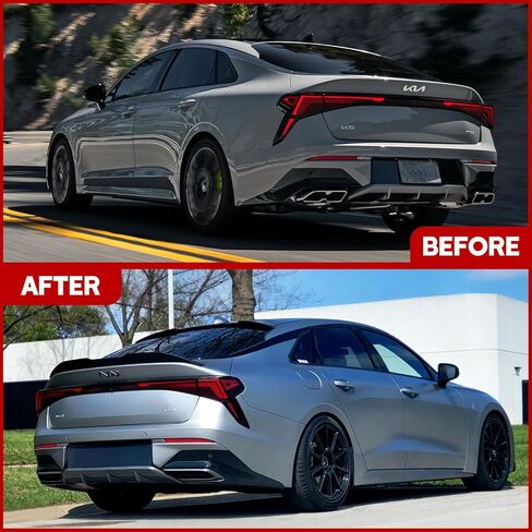 طقم هيكل جناح جناح خلفي لـ 2025-2026 Kia K5 GT-Line/GT/LXS/EX/LX/Optima، ملحقات خط Kia K5 GT Line جناح خلفي وجناح خلفي للنافذة العلوية (أسود لامع) in Kuwait