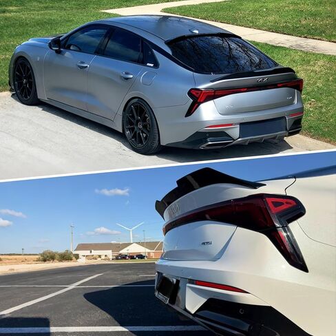طقم هيكل جناح جناح خلفي لـ 2025-2026 Kia K5 GT-Line/GT/LXS/EX/LX/Optima، ملحقات خط Kia K5 GT Line جناح خلفي وجناح خلفي للنافذة العلوية (أسود لامع) in Kuwait