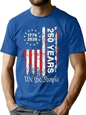 Men's 4th of July Shirt 2026 American Flag 250th Anniversary T-Shirt USA Patriotic Independence Day Top Star Stripes Tee in Saudi Arabia
