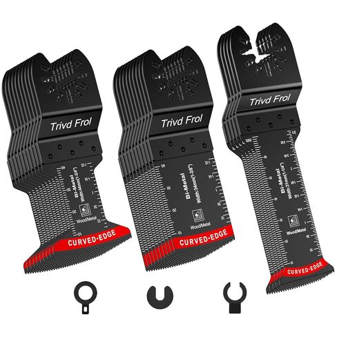 25 PCS Bi-Metal Oscillating Saw Blades, Professional Curved Edge Multitool Blades for Wood with Nails, Metal, Wood, Oscillating Tool Blades Compatible with Dewalt Milwaukee Bosch Ryobi in Saudi Arabia