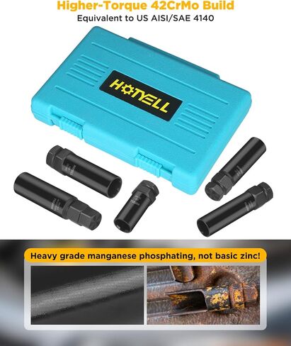 Spline Lug Nut Socket Set, Wheel Lock Removal Tool Kit, Universal 5/6/7/10/12 Spline Locking Lug Nut Master Keys, Cr-Mo Tire & Wheel Tools for Aftermarket Axle Nut (11 Pcs) in Saudi Arabia