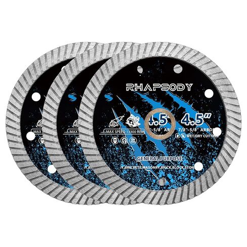 RHAPSODY 12 بوصة شفرة منشار الماس، حافة توربو مستمرة شفرة للأغراض العامة قطع الخرسانة الجافة/الرطبة، الخرسانة المسلحة، البناء، الطوب، الكتلة، الحجر 7/8"-5/8" أربور in Kuwait